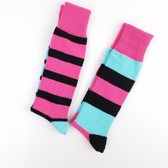 NWOT Men's Funky Pink Blue Striped Socks